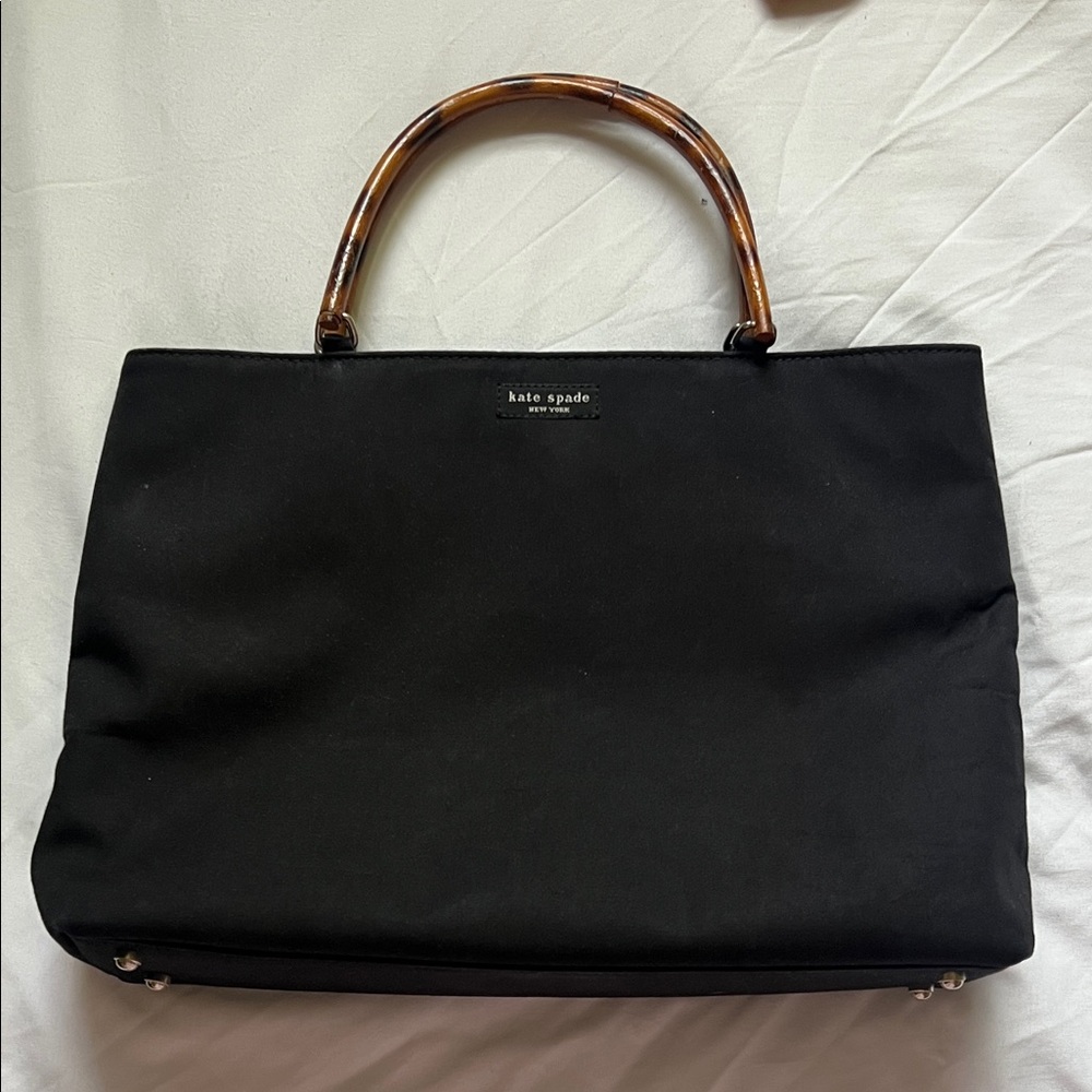 Vintage Kate Spade Black Bag with Tortoise Bamboo Handles
